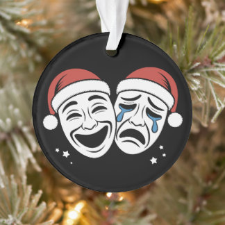 Ornamento Máscaras de Teatro de Natal Comédia Tragédia Chapé