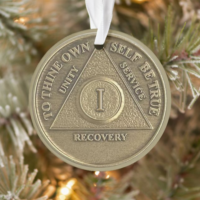 Ornamento Medalhão de Aniversário de 1 Ano de Sobriedade com (Árvore)