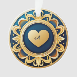Ornamento Medalhão de Coração de Ouro