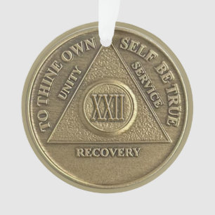 Ornamento Medalhão de Nome Personalizado   22 Anos de Sobrie