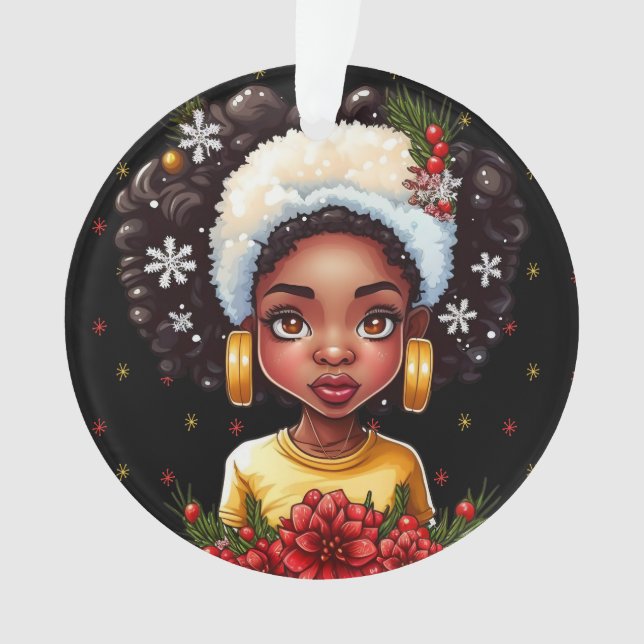 Ornamento Melanin Christmas Winter Black Girl Magic Sista (Frente)