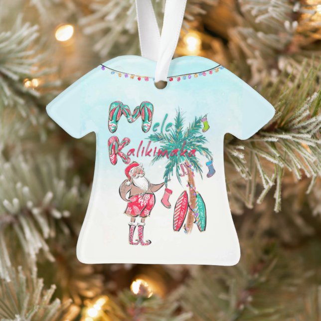 Ornamento Mele Kalikimaka Papai noel Aloha Camisa Ornament (Árvore)