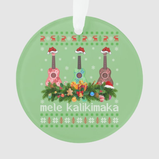 Ornamento Mele Kalikimaka Ukulele Guitar Gift Ugly Ukulele (Frente)