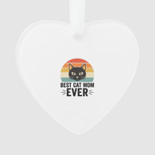 Ornamento Melhor Mãe de Gato de Todos os Tempos Design Retro