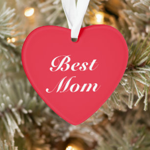 Ornamento Melhor mãe, mãe, Dia de as mães, branco vermelh