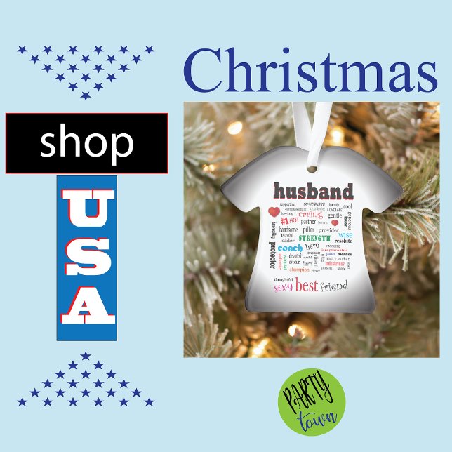 Ornamento Melhor Marido Maravilhosa Nuvem de Palavra A1 (best husband Christmas)