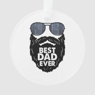 Ornamento Melhor Pai de sempre; barba; Pai barbudo; óculos e