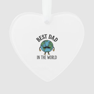 Ornamento Melhor Pai do Mundo Earth Bigode Camisa Design_