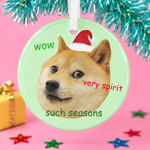 Ornamento Meme Engraçado do Doge de Natal Shiba Inu Tais Tem