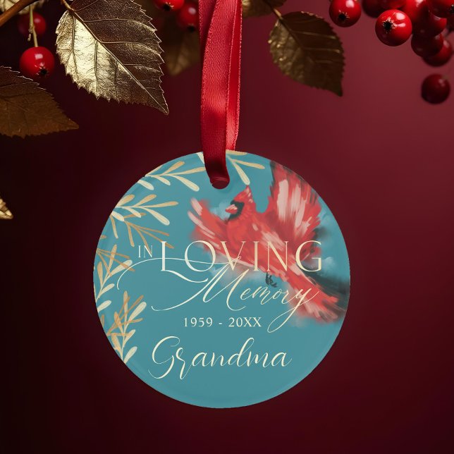 Ornamento Memória de Amor do Cardeal Vermelho Foto Memorial  (Red Cardinal Loving Memory Grandma Memorial Photo Ornament)