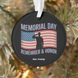 Ornamento Memorial Day Lembre-se & Honrar Patriotic USA Flag