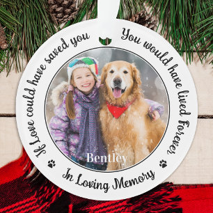 Ornamento Memorial de Cachorro Personalizado 2 Fotos Em Memó