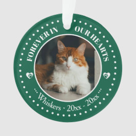 Ornamento Memorial de Foto e Nome de Gato para Sempre em Nos