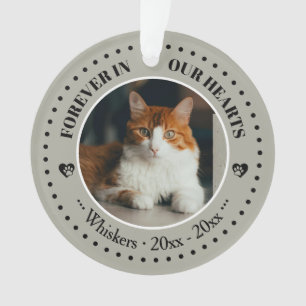 Ornamento Memorial de Foto e Nome de Gato Para Sempre em Nos