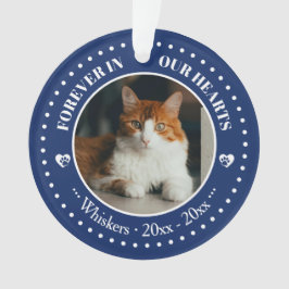 Ornamento Memorial de Foto e Nome de Gato para Sempre em Nos