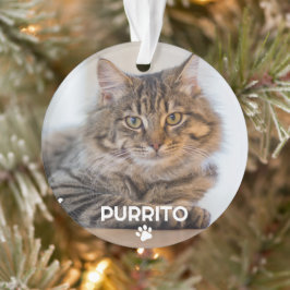 Ornamento Memorial de Impressão de Paw do Nome Simples de Pe