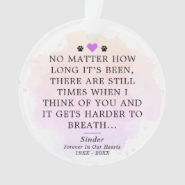 Ornamento Memorial de simpatia para animal de estimação Cita