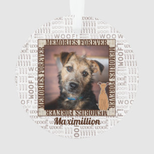Ornamento Memorial do Pet Cachorro em Matizes Marrons com Fo