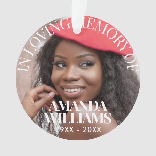 Ornamento Memorial Fotográfico Personalizado vermelho (Frente)