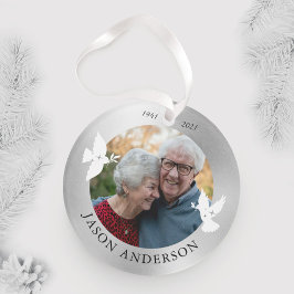 Ornamento Memorial Keepsake White Dove Faux Silver