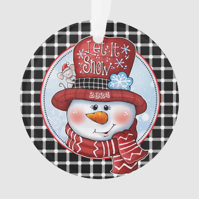 Ornamento Memórias de Snowman: Natal personalizável (Frente)