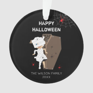 Ornamento Menina Bonita Mamã Coffin Halloween Família e Ano