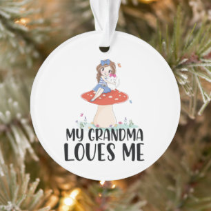 Ornamento Menina bonito no Cogumelo que minha avó ama