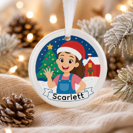 Ornamento Menina de Natal Fofo Personalizada Alegria de Féri