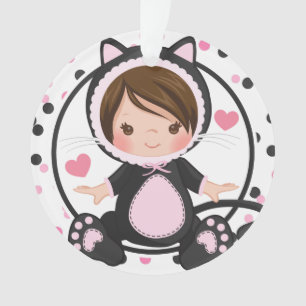 Ornamento Menina personalizada do gato do gatinho do Natal