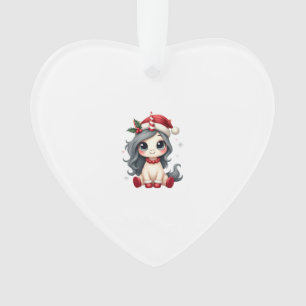 Ornamento Menina Unicórnio de Natal Vintage Vetor de Férias