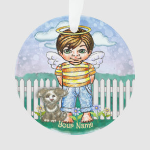 Ornamento Menino Anjo e Cachorro