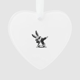 Ornamento Menino Dia de Páscoa Dabbing Coelho Hip Hop Ea