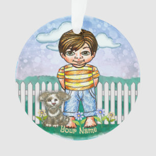 Ornamento Menino e Cachorro 