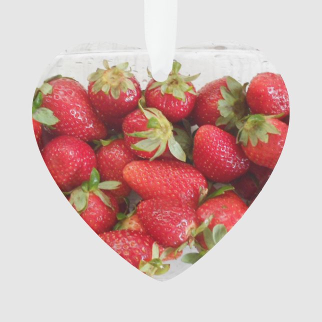 Ornamento Mensagem de amor de morango com imagem (Frente)