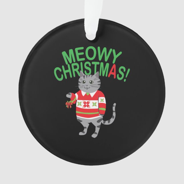 Ornamento Meowy Cat Natal (Frente)