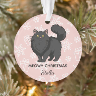 Ornamento "Meowy Natal" Mamãe de Gato Preto Personalizado