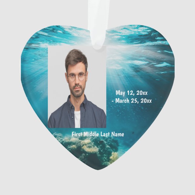 Ornamento Mergulho Submarino Personalizado por Foto Datada (Verso)