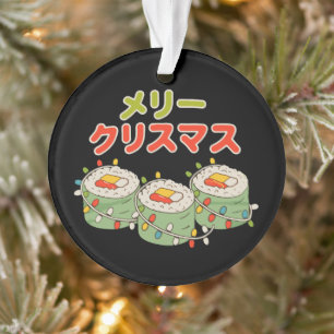 Ornamento Meri Kurisumasu Sushi Japonês Luzes Natal