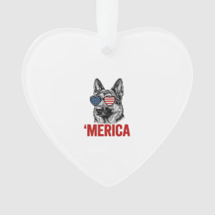 Ornamento Merica Pastor Alemão Bandeira Óculos de Sol Camisa