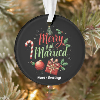 Ornamento Merry and Married Celebrating Your First Christmas