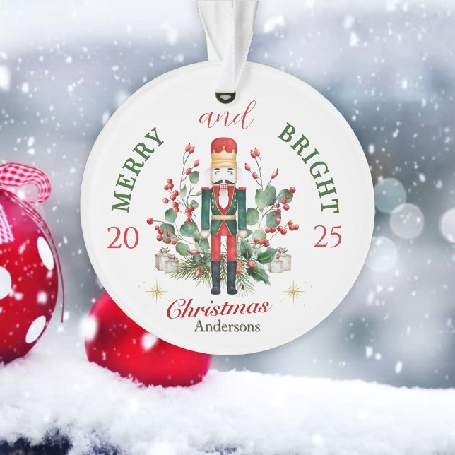 Ornamento Merry & Bright Christmas Nutcracker Solder  (Criador carregado)