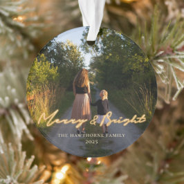 Ornamento Merry & Bright Neon Lettering Photo Holiday