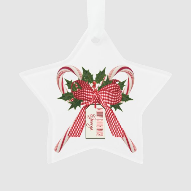 Ornamento Merry Christmas Candy Candy Cannes Name (Frente)