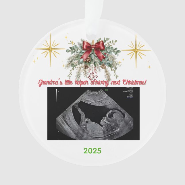 Ornamento Merry Christmas Pregnancy Ultrasound Photo Grandma (Frente)