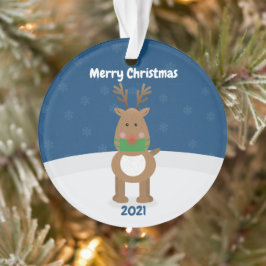 Ornamento Merry Christmas Reindeer em Covid Face Mask Custom