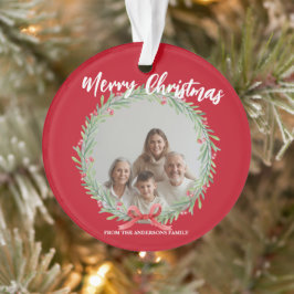 Ornamento Merry Christmas Wreath Photo Personalized Family N