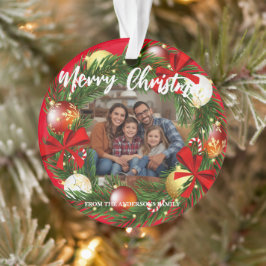 Ornamento Merry Christmas Wreath Photo Personalized Family N