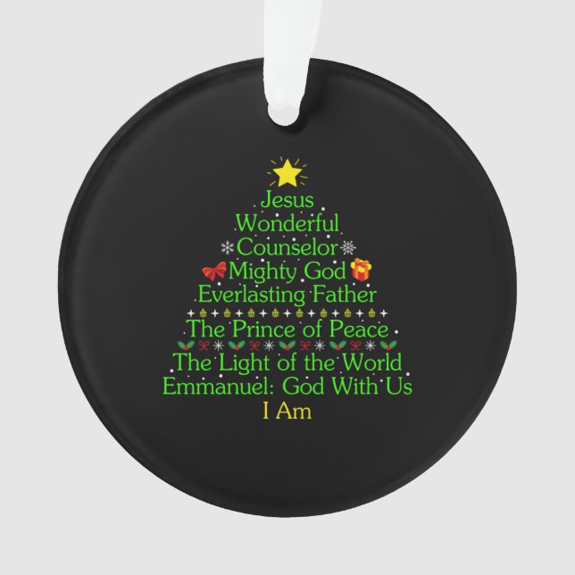 Ornamento Merry Xmas Jesus Wonderful Counselor Mighty (Frente)