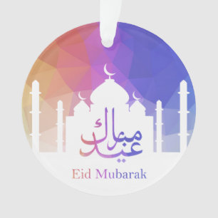 Ornamento Mesquita Colorida Rainbow com Eid Mubarak