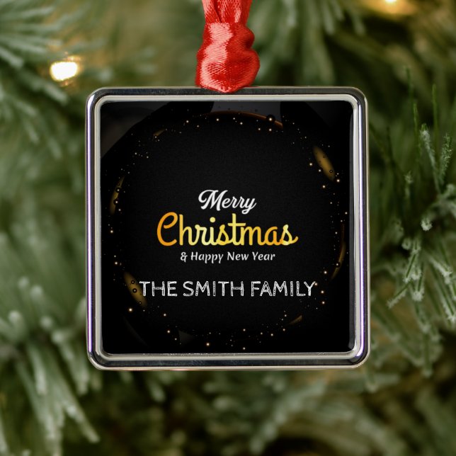 Ornamento metálico negro de ouro elegante (Árvore)